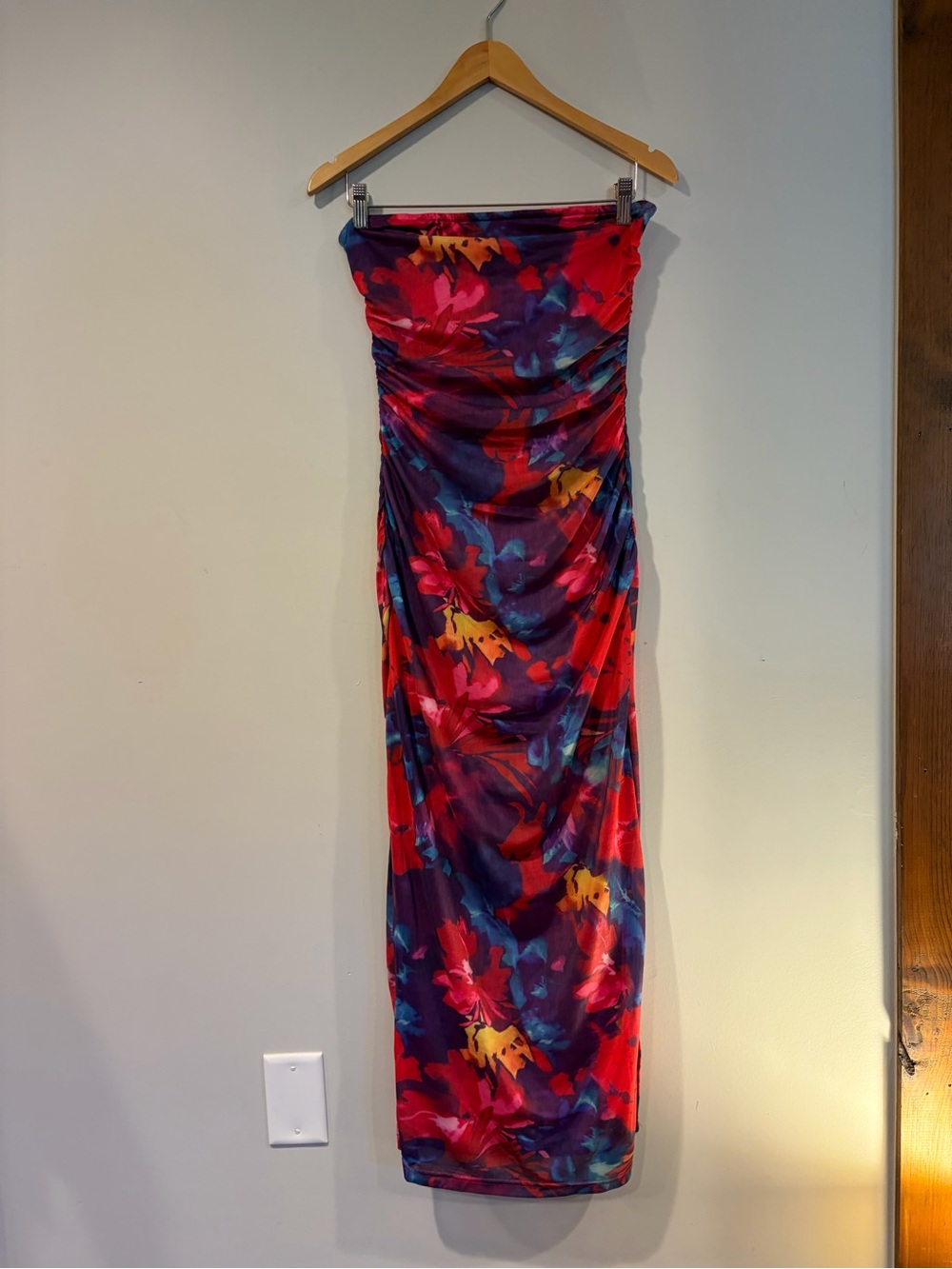 Bold Floral Strapless Maxi Dress in Multicolor